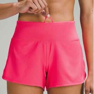 {Lululemon} Pink Lip Gloss Mid Rise 4 inch Inseam Speed Up Shorts | Women’s 6